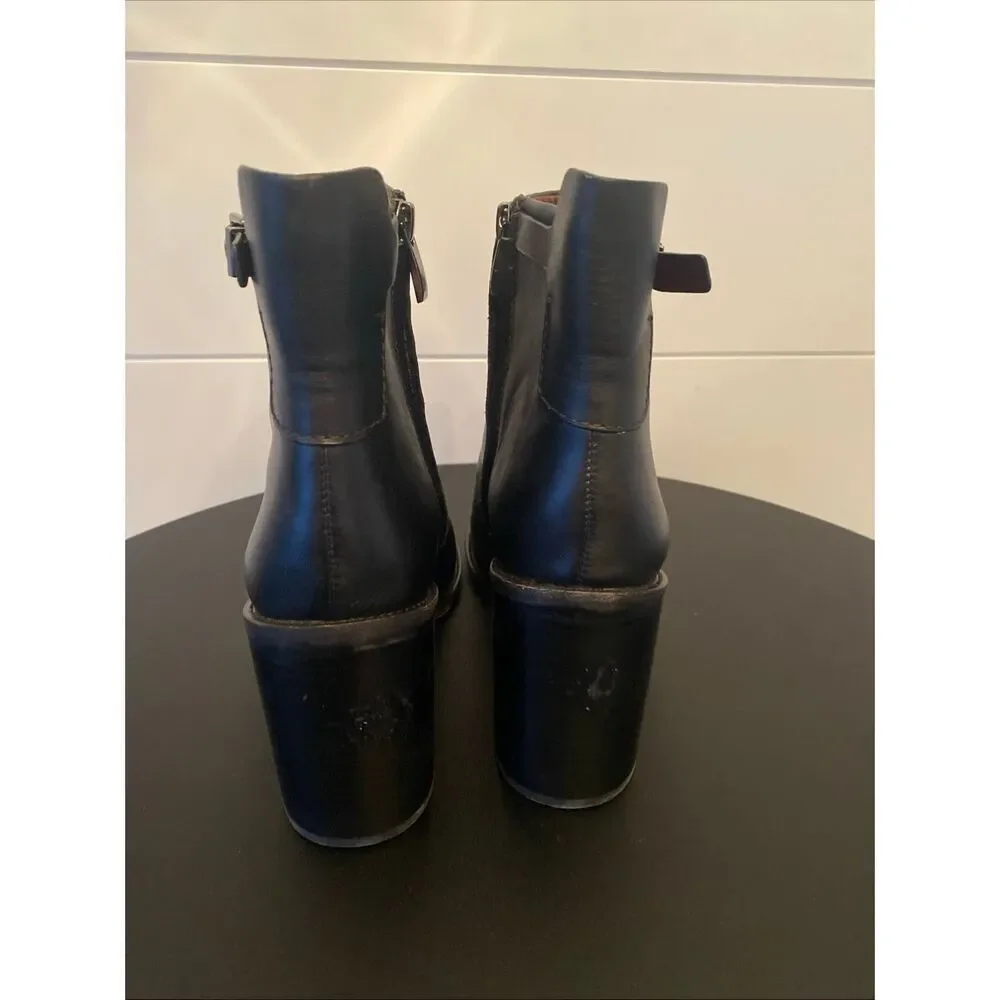 Franco Sarto Women's Rivet Leather Ankle Boot Black Size 10